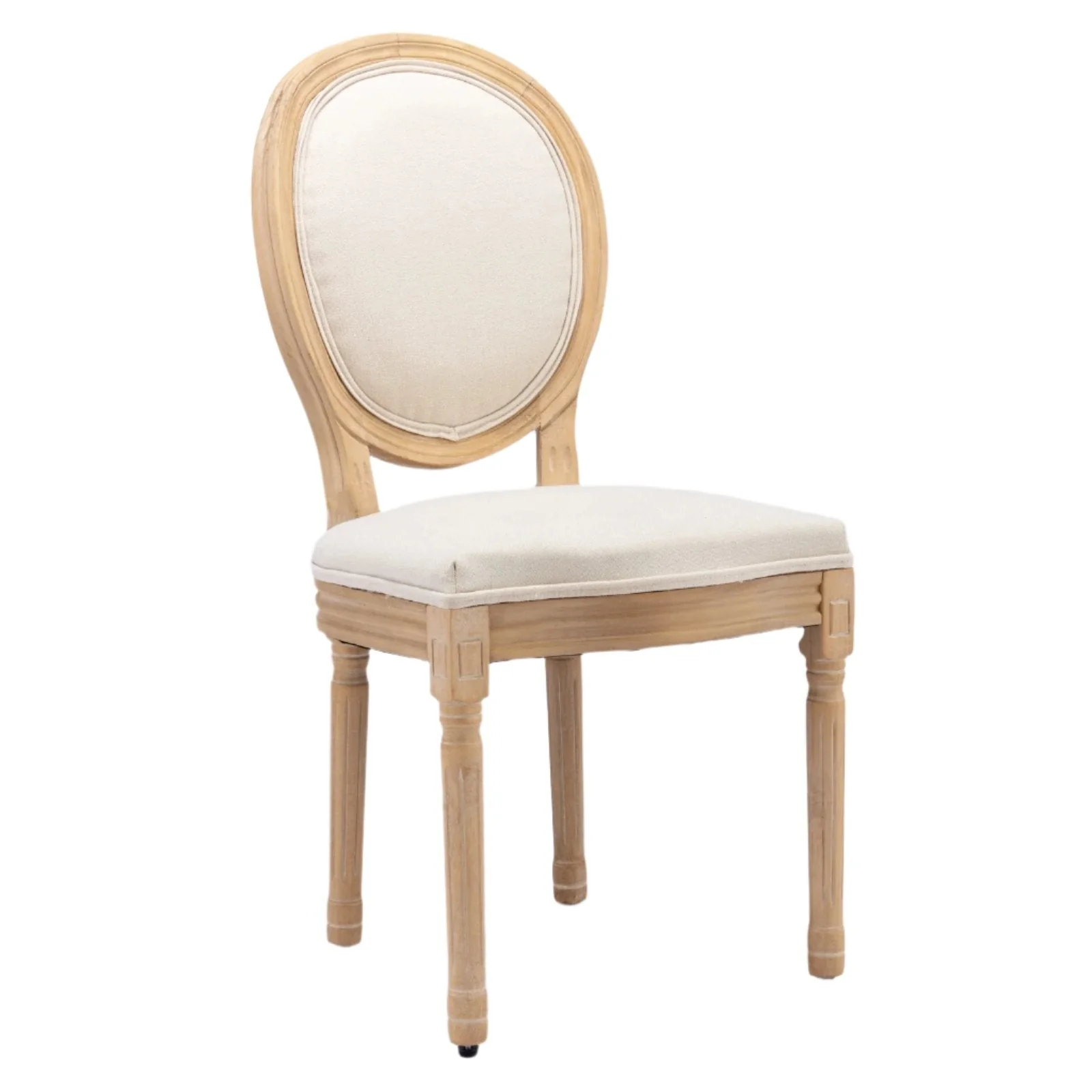 Upholstered Dining Chair with Round Back and Solid Wood Frame, Set of 2