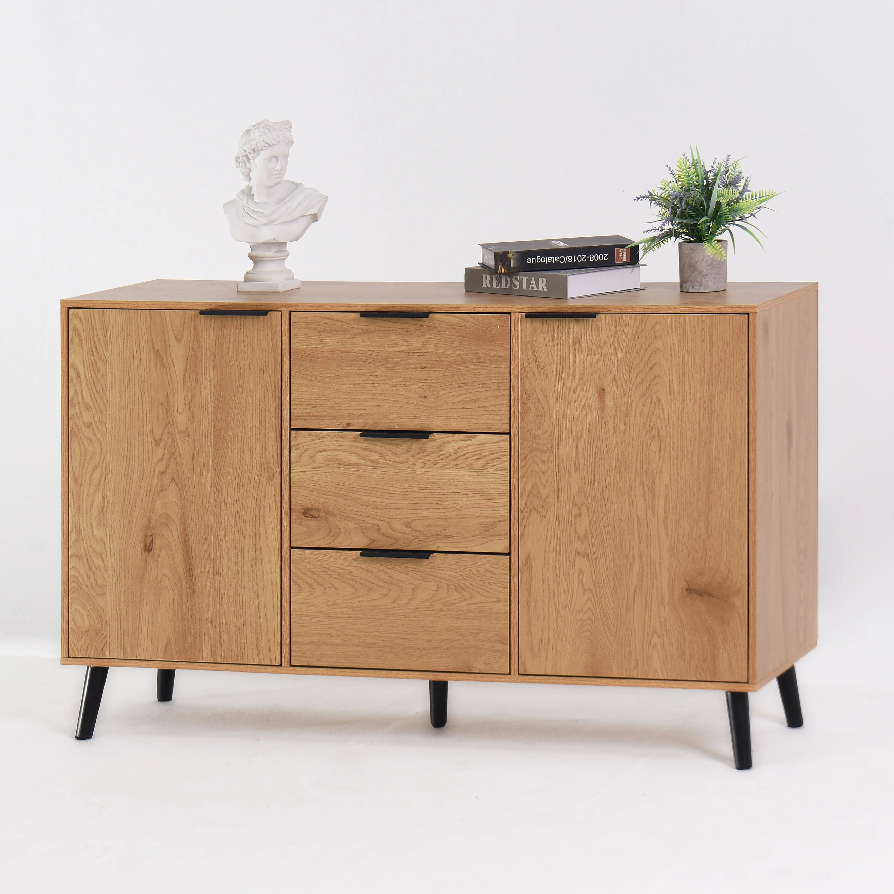 Sideboard Buffet Cabinet with Storage, Wood Coffee Bar Cabinet with Drawers & Doors