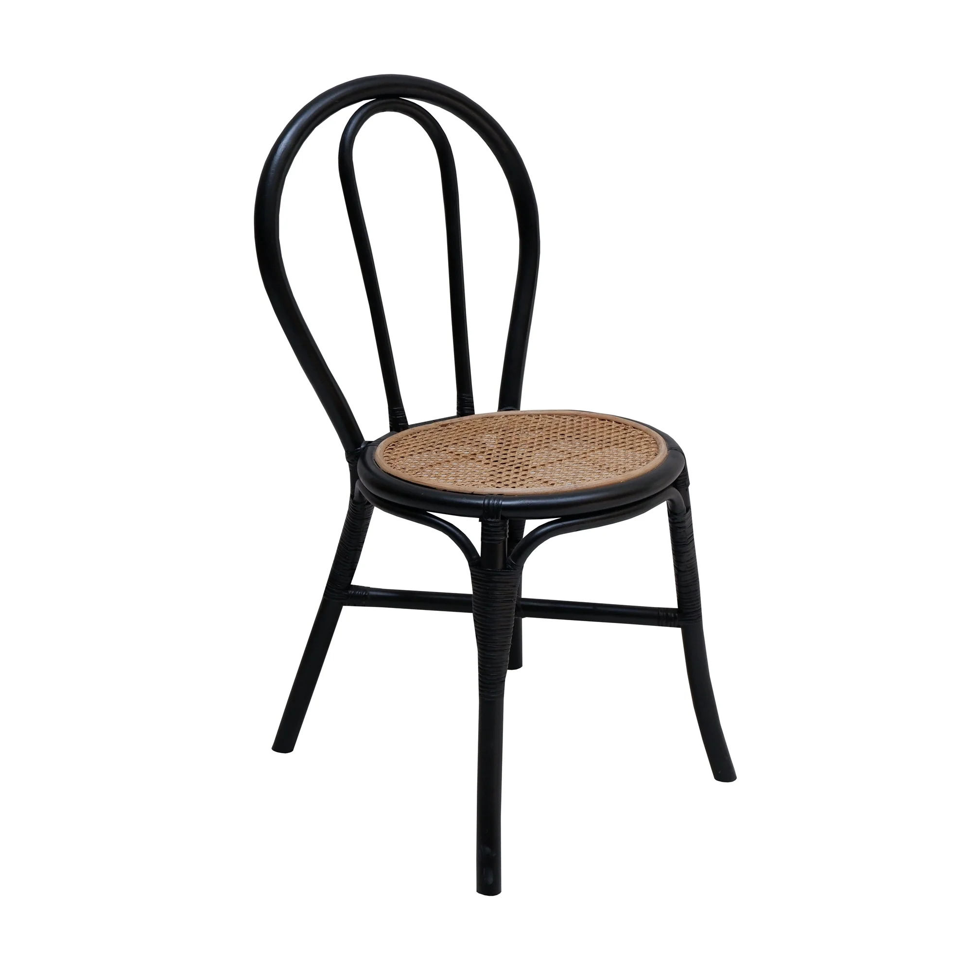 Black Rattan Dining Chair, Set of 2