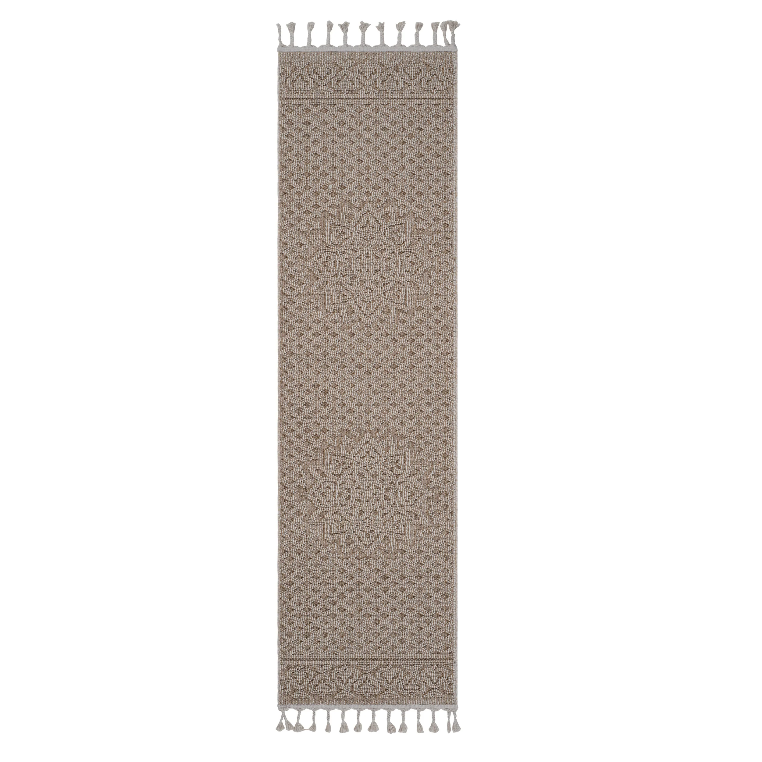 Runner Rug with Intricate Pattern and Tassel Accents