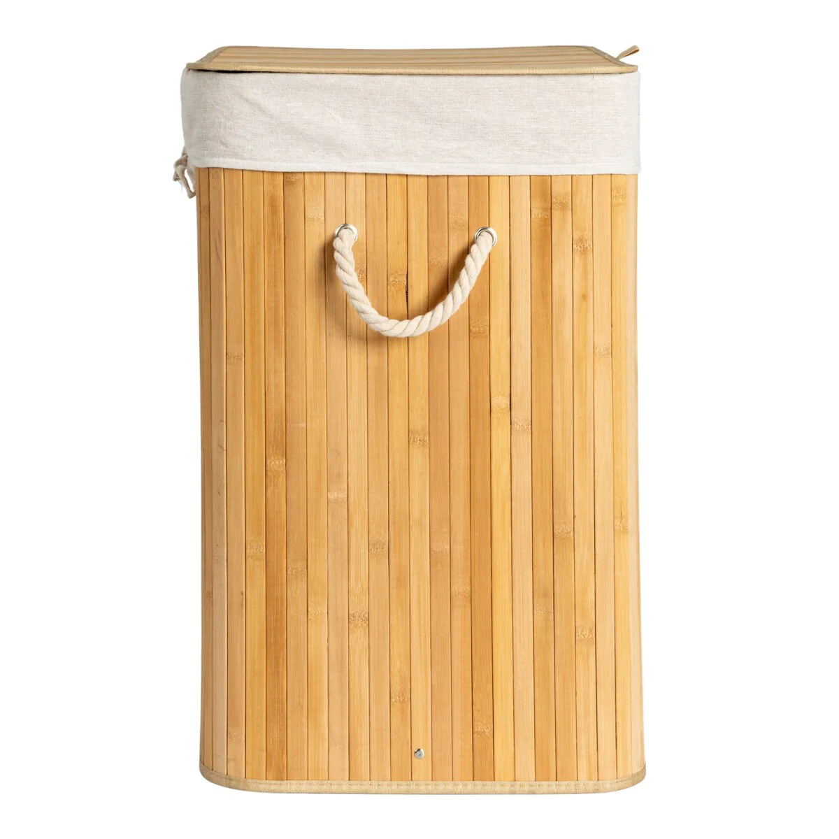 Household Essentials Bamboo Double Laundry Hamper with Rope Handles and Removable Laundry Bag