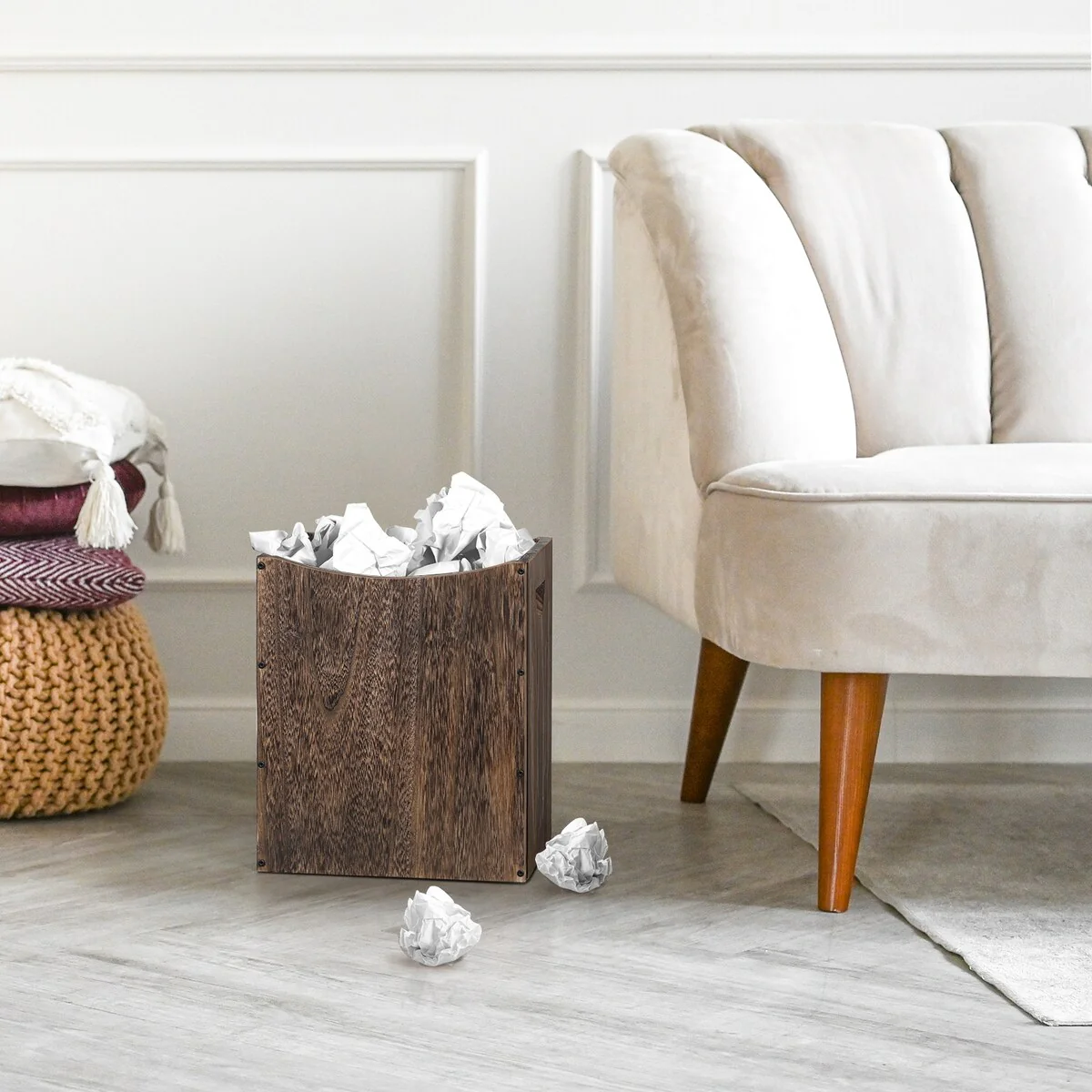 Wood Trash Can 5.3 Gallon