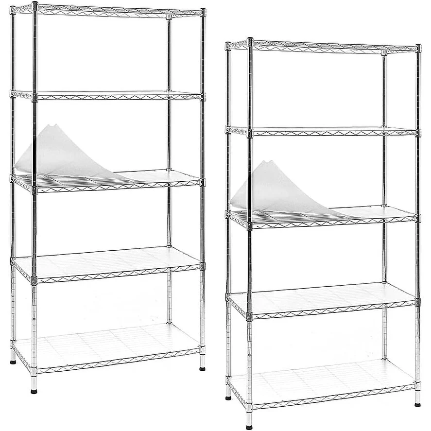 Chrome 4/5-Tier Shelving Unit Heavy-Duty Steel Shelves