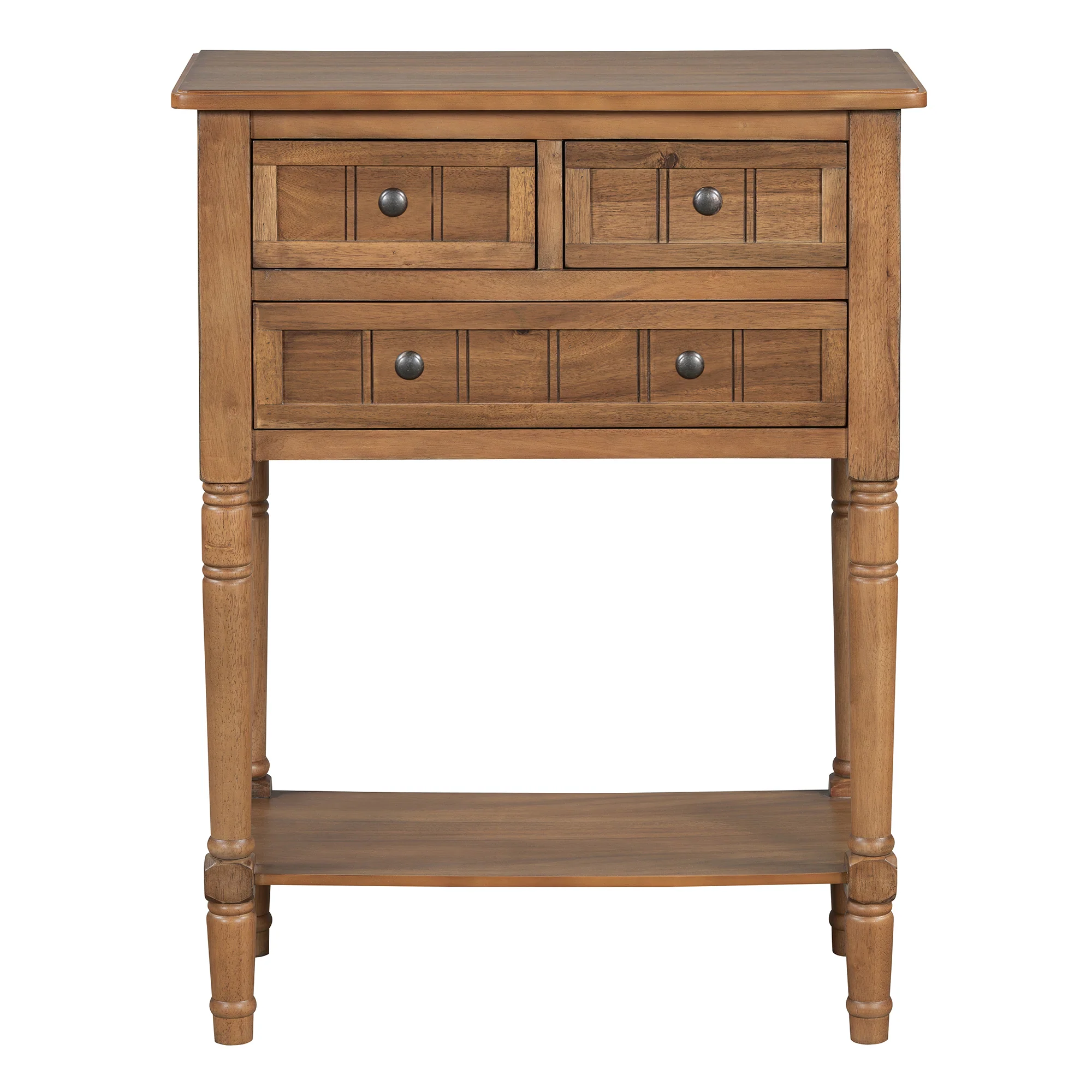 Conquest Narrow Console Table with 3 Drawers and Bottom Shelf