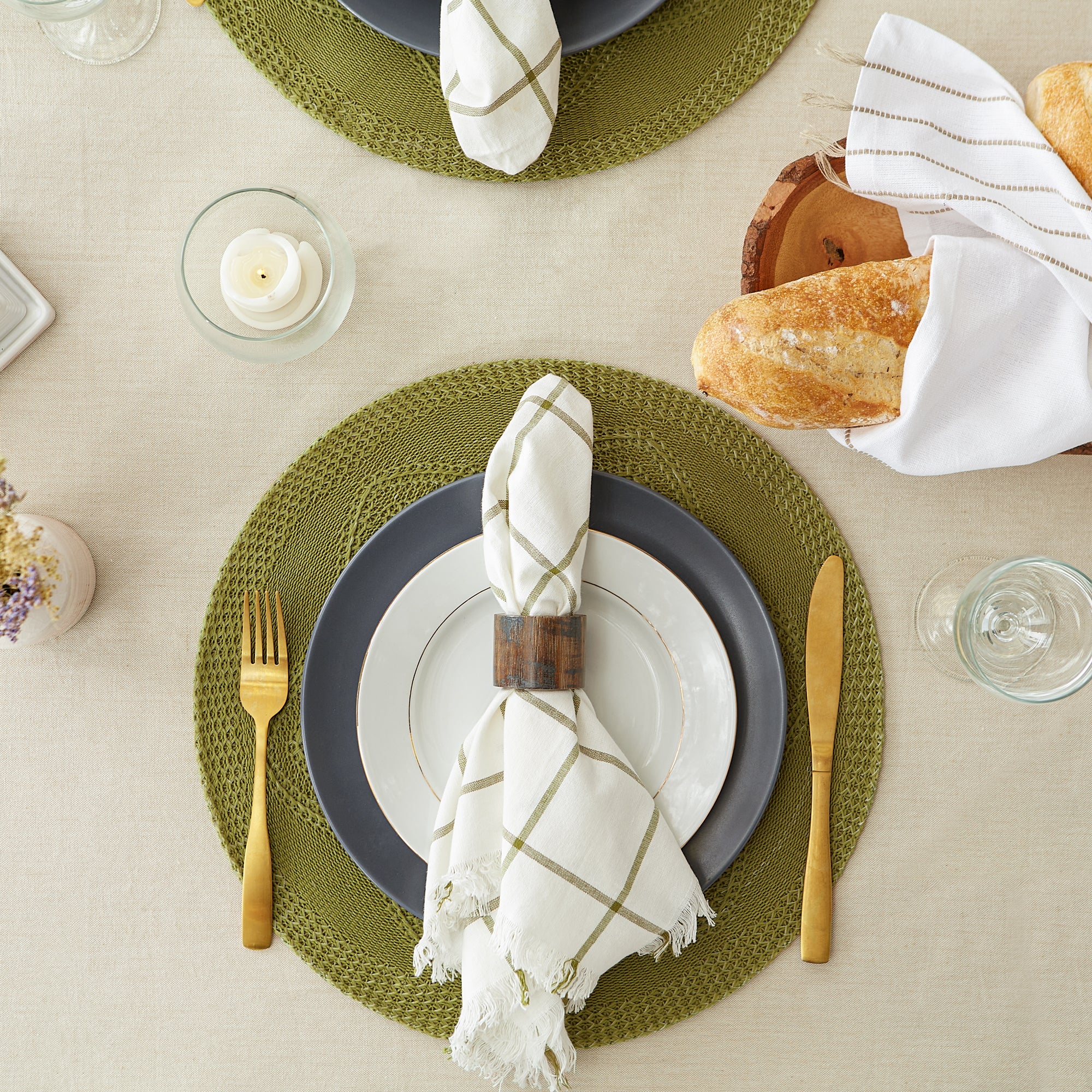 White French Stripe Tablecloth
