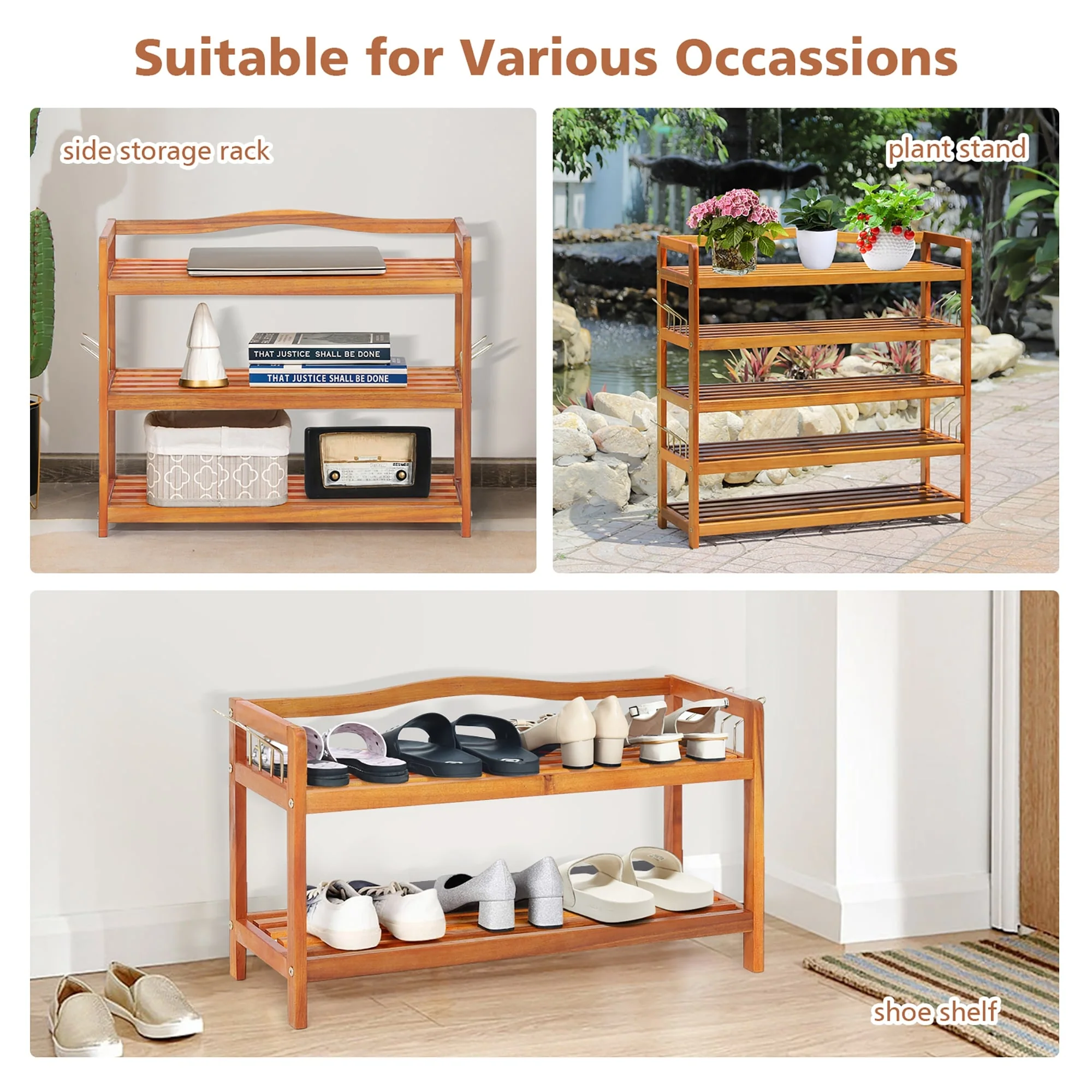 Costway 5-Tier Wood Shoe Rack Freestanding Large Shoe Storage