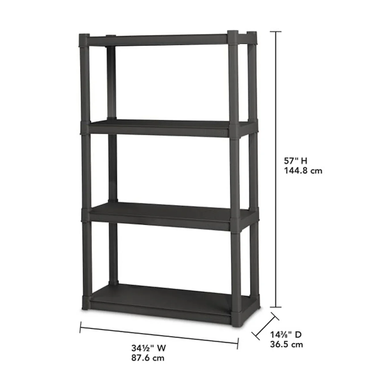 Sterilite Plastic Indoor Outdoor 4 Shelf Durable Shelving Unit, Gray, 2 Pack - 2-Pack