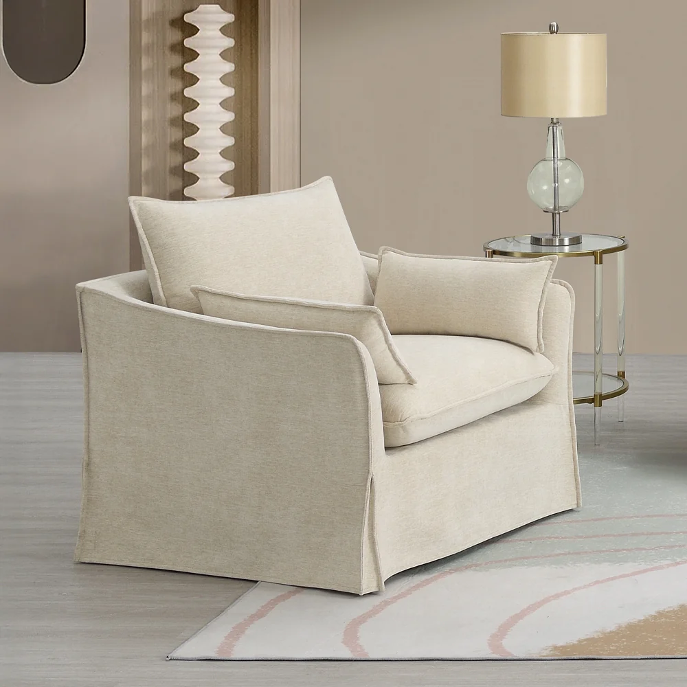 Shane Beige Linen Chair with 2 Pillows
