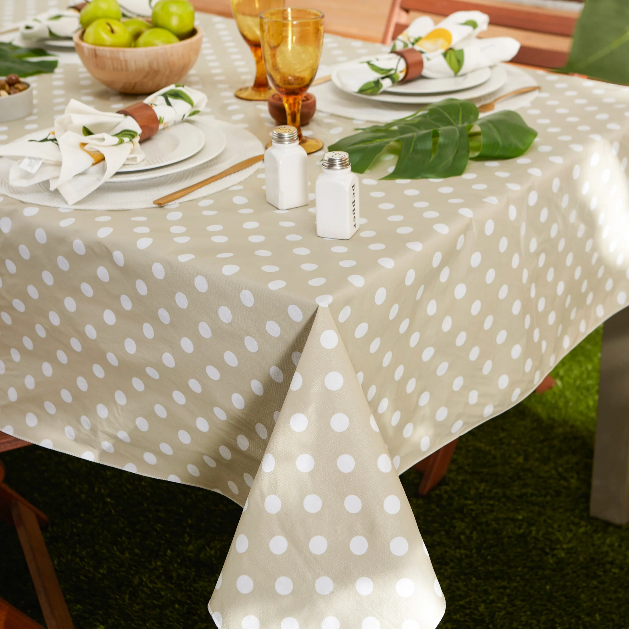 Natural Polka Dot Tablecloth