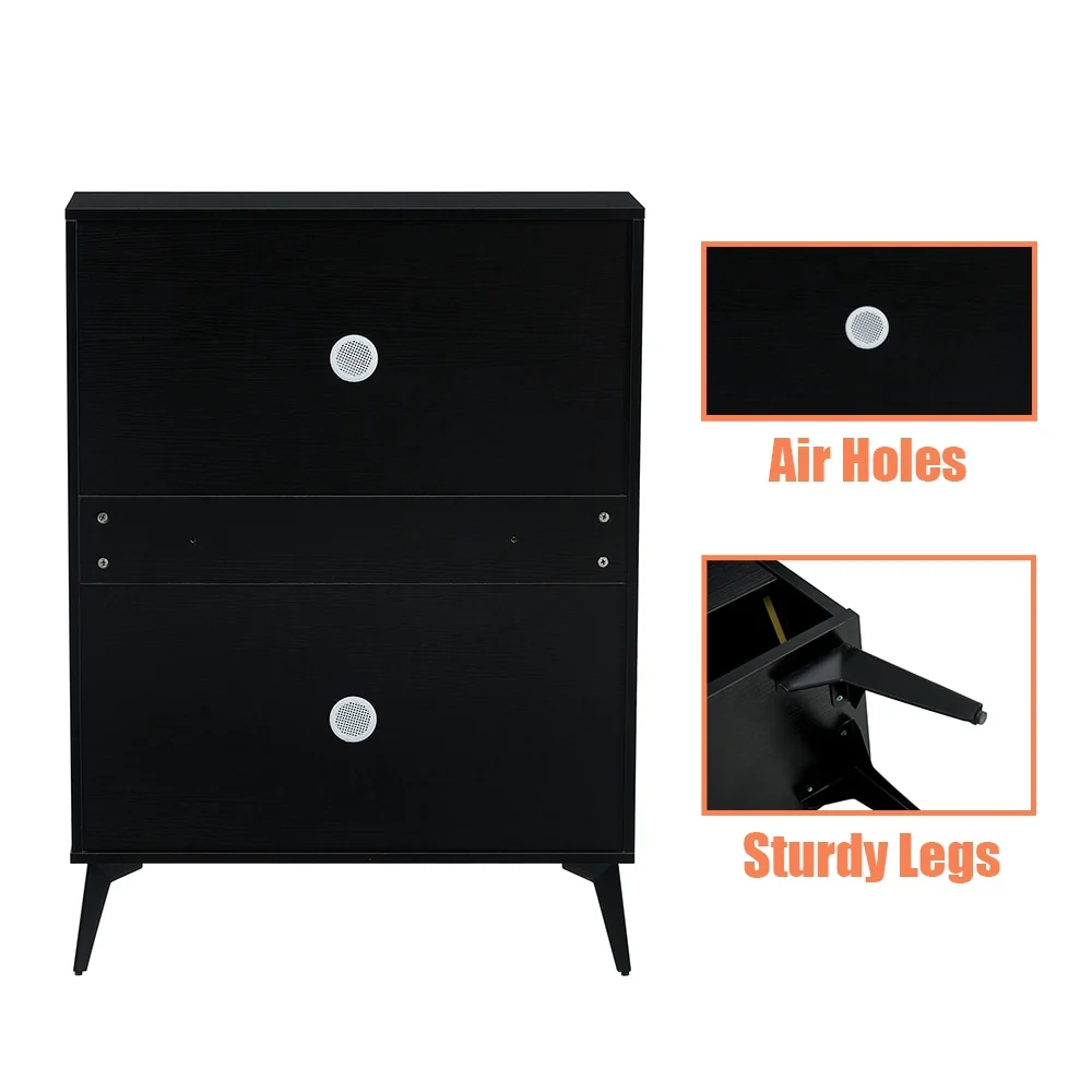 3-Drawer Wood Shoe Storage Cabinet with Removable Panels & 1 Open Shelf