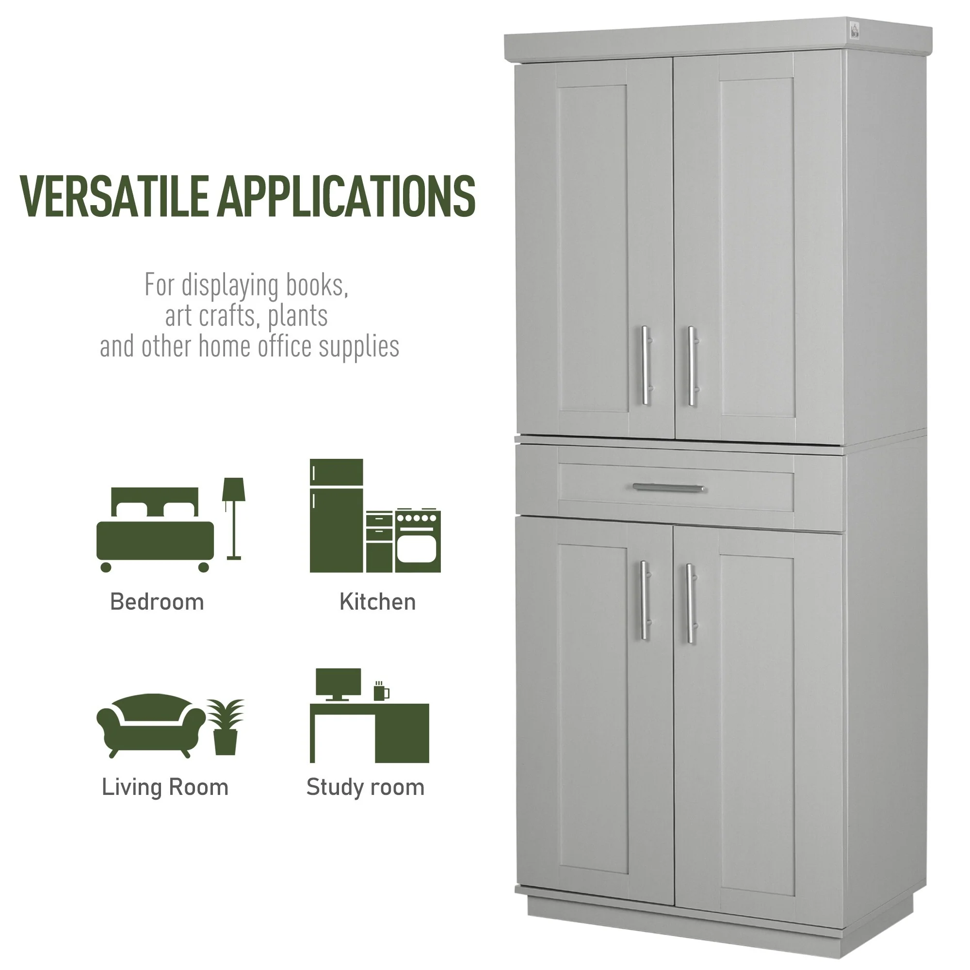 HOMCOM Modern Kitchen Pantry Freestanding Cabinet Cupboard - 30