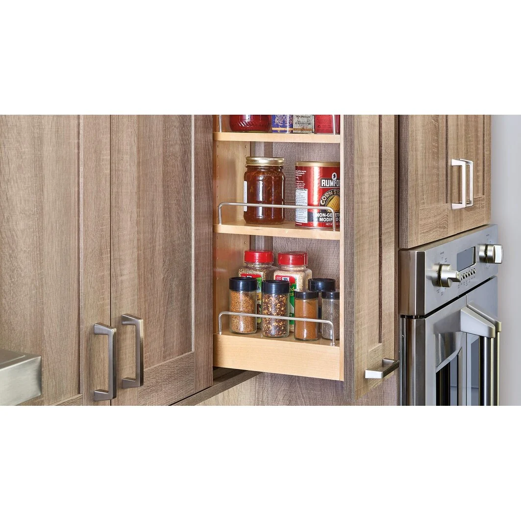 Rev-A-Shelf 8 in Wood Pull Out Wall Organizer w/Soft Close