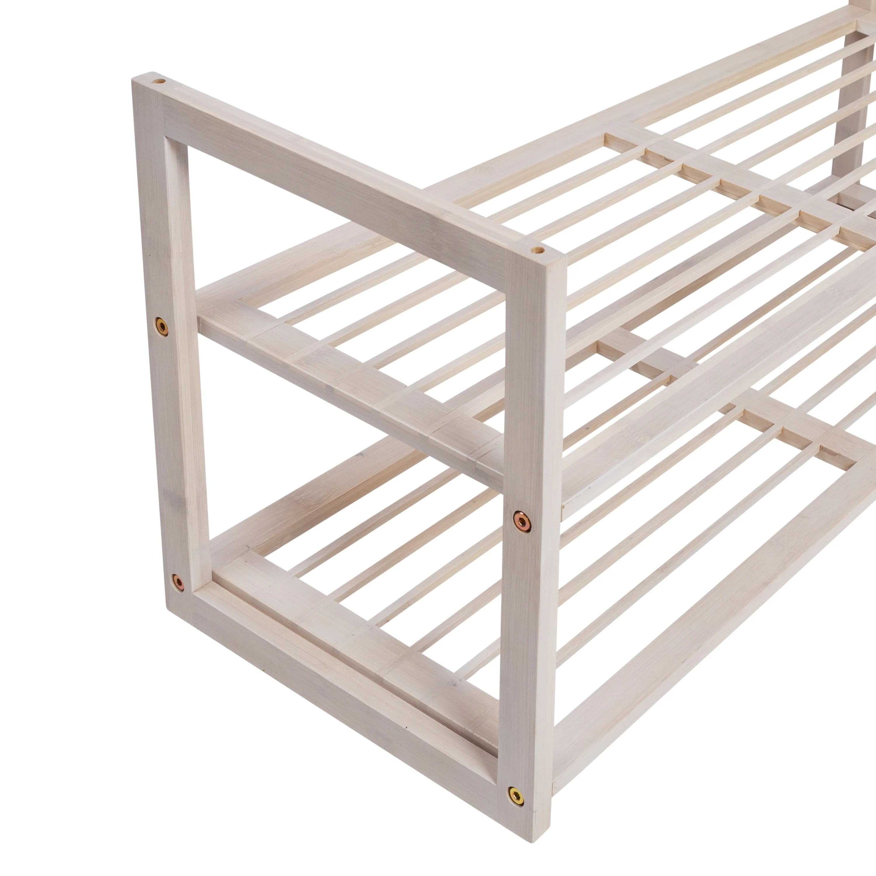 Honey-Can-Do White Wash 2-Tier Stackable 6-Pair Shoe Rack