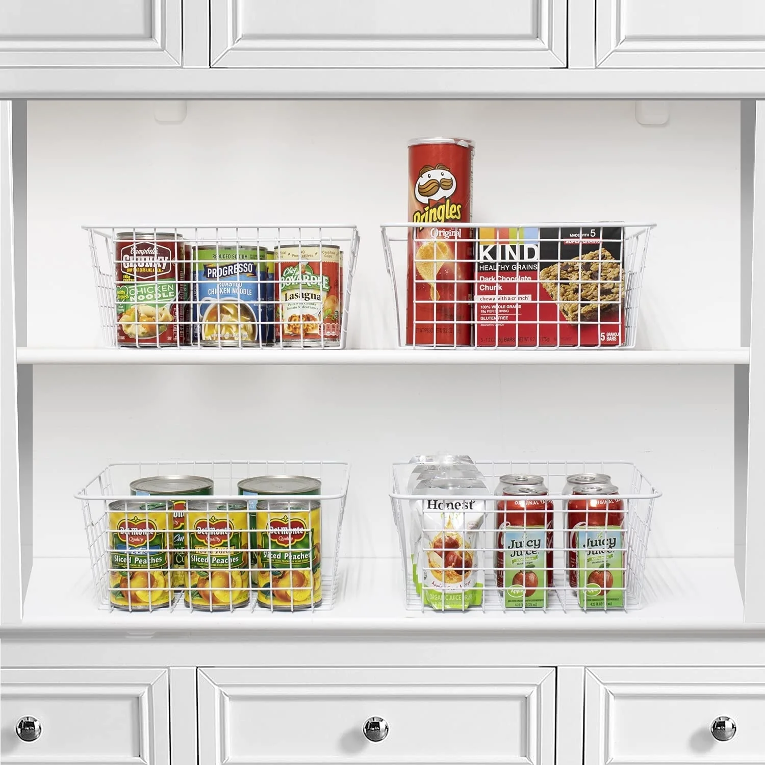 Stackable Baskets Storage Bin Metal Wire Organizers Iron (2-Pack) - 2-Pack