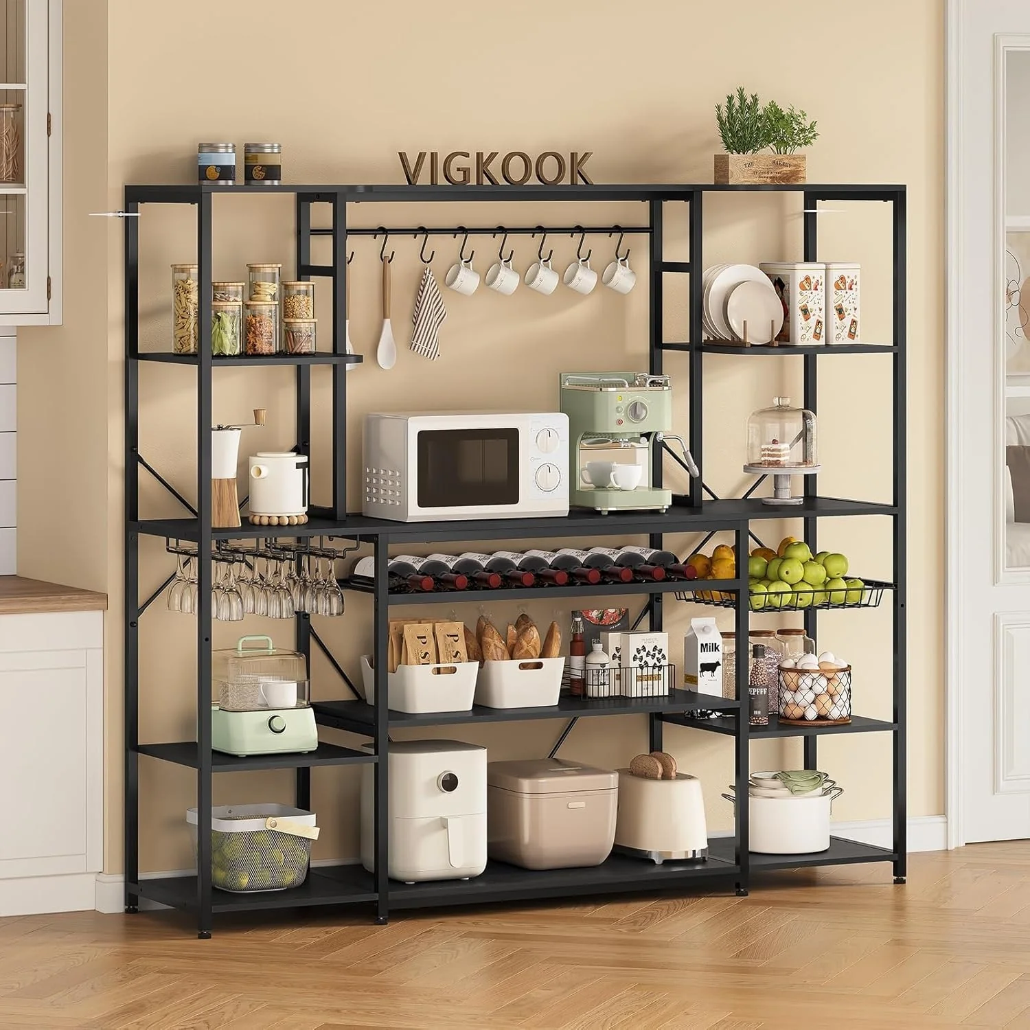 Bakers Rack Coffee Bar Wine Rack Storage Shelves