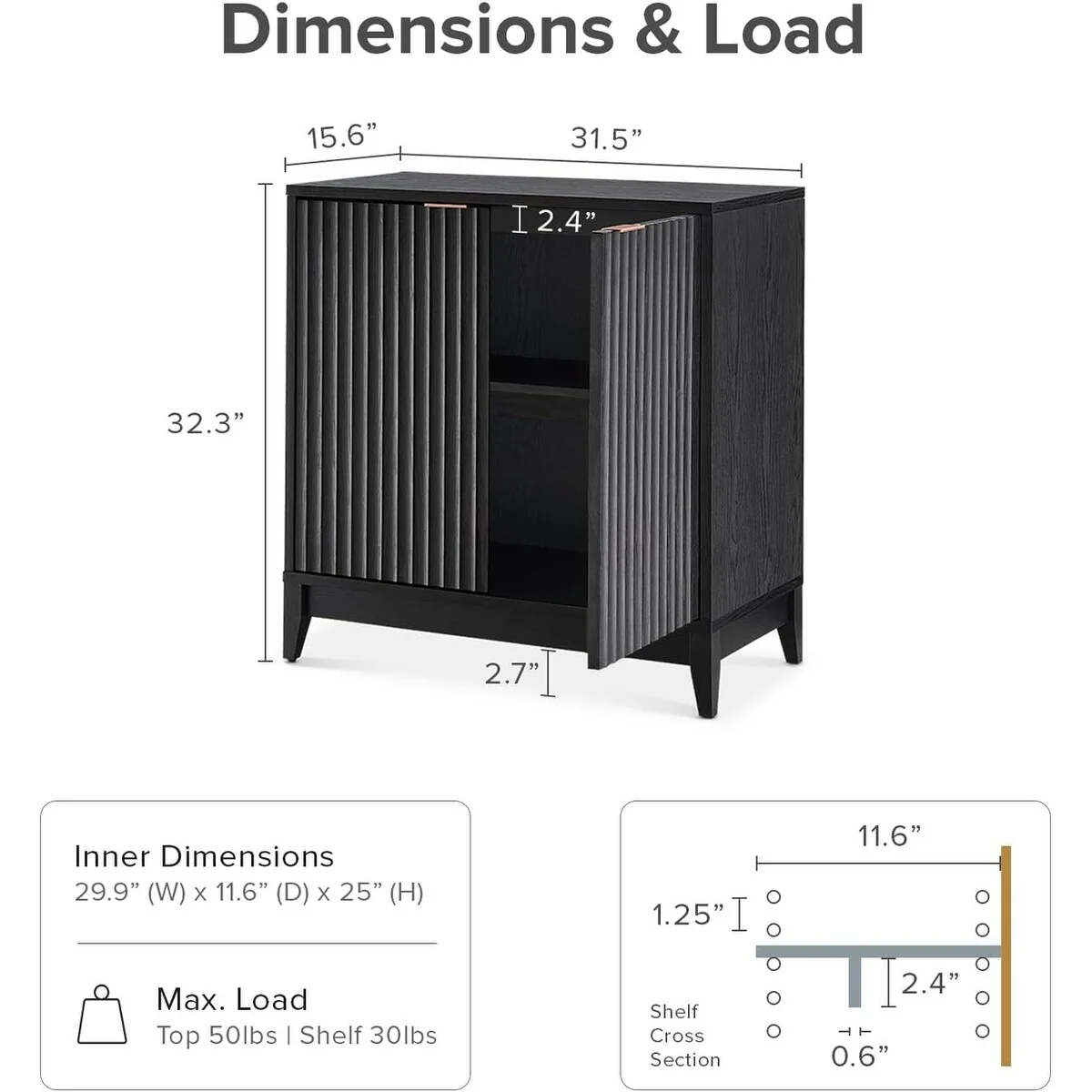 Mopio Brooklyn Storage Cabinet, Modern Farmhouse Entryway Accent Cabinet, Buffet Sideboard, Credenza