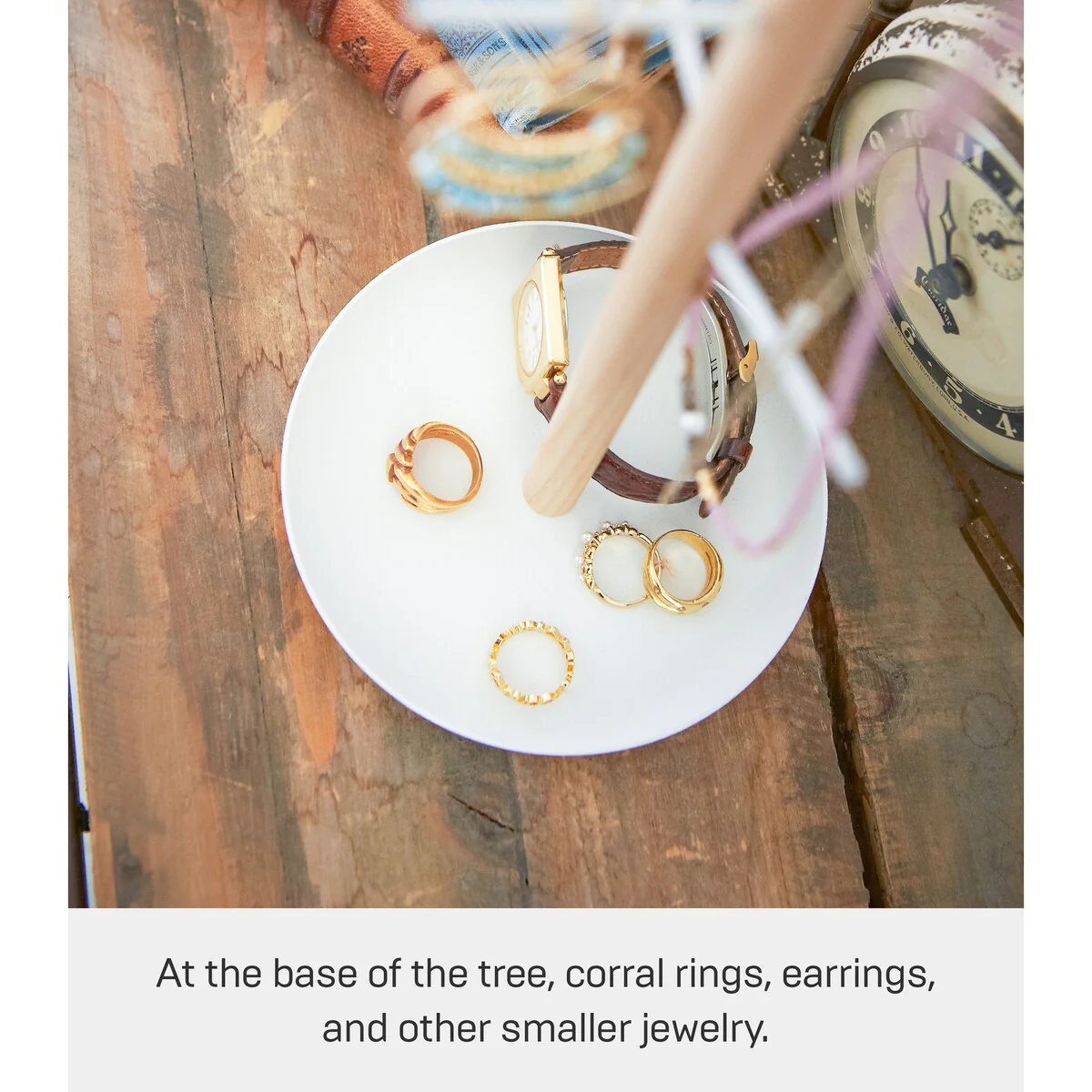 Yamazaki Home Jewelry and Accessory Stand, Steel and Wood - L 5.12 x W 5.12 x H 13.98 inches