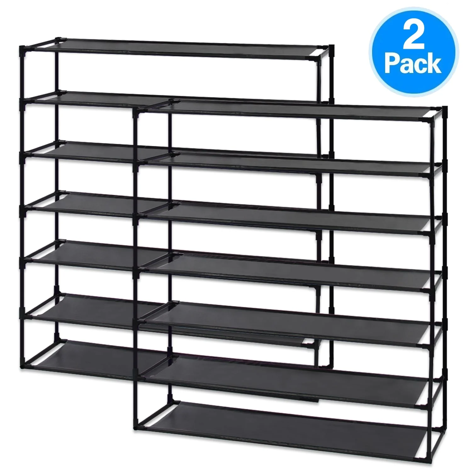 Shoe Rack Detachable Non-Woven Waterproof Fabric Shoe Organizer Tower Black Set of 2