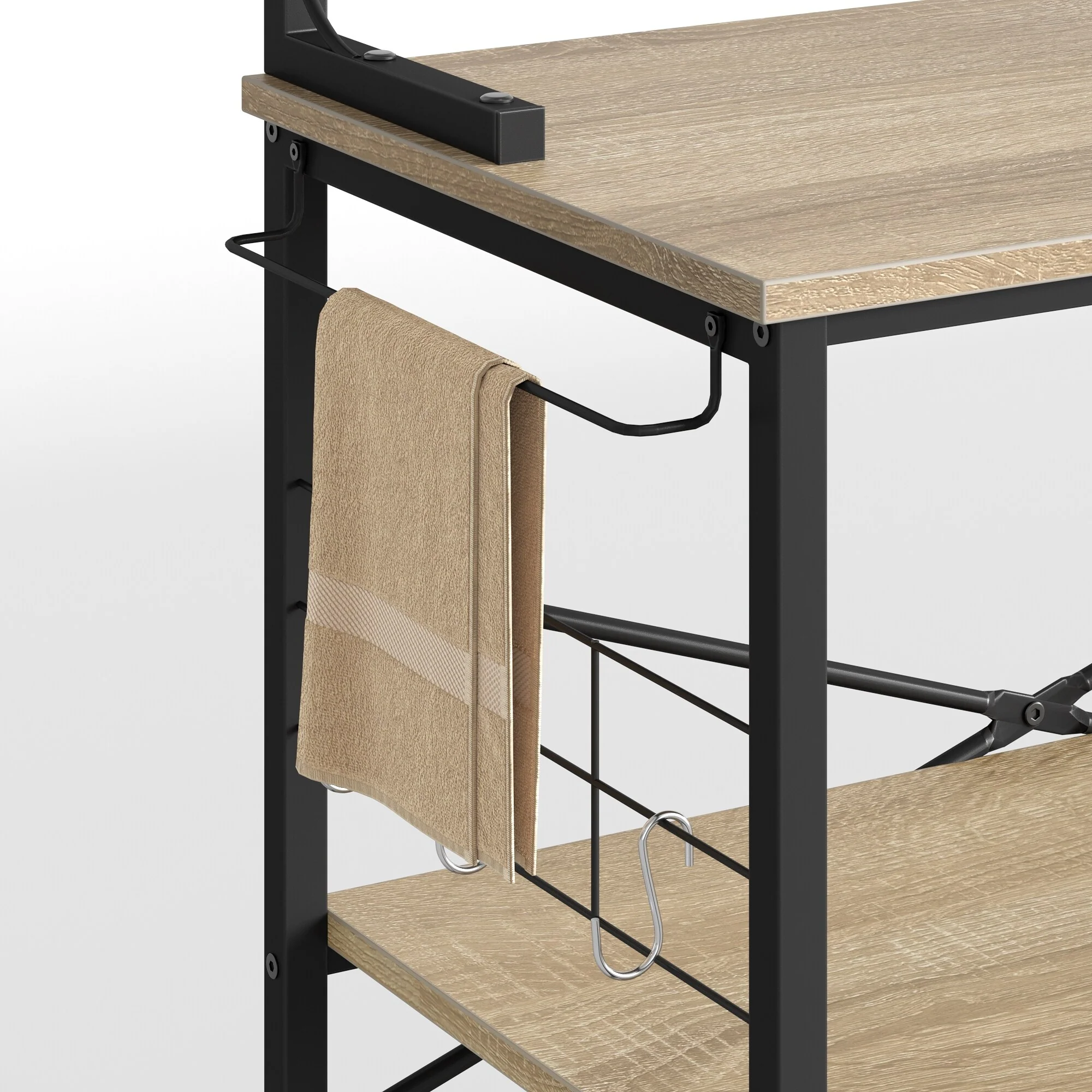 63 Inch Kitchen Baker's Rack with Hutch 8 Side Hooks
