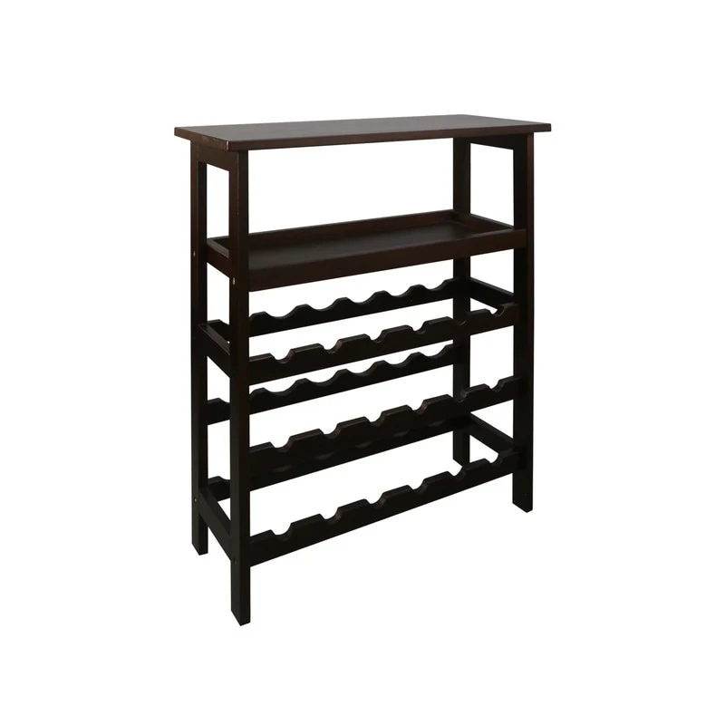 Solid Wood 18-Bottle Freestanding Wine Rack with Tabletop and Tray - 26