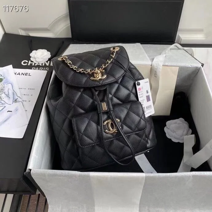 Chanel Duma Backpack Gold Toned Hardware Black For Women, Women's Bags, Shoulder Bags 9.4in/24cm AS1371