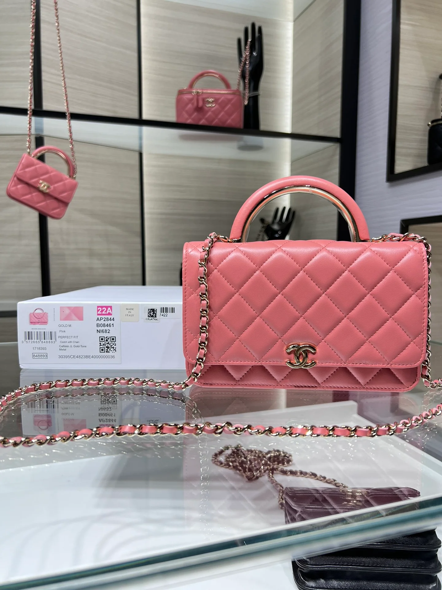 Chanel WOC 19 Chain Wallet Bag Gold Hardware Pink For Women, Women's Handbags, Shoulder Bags 7.5in/19cm