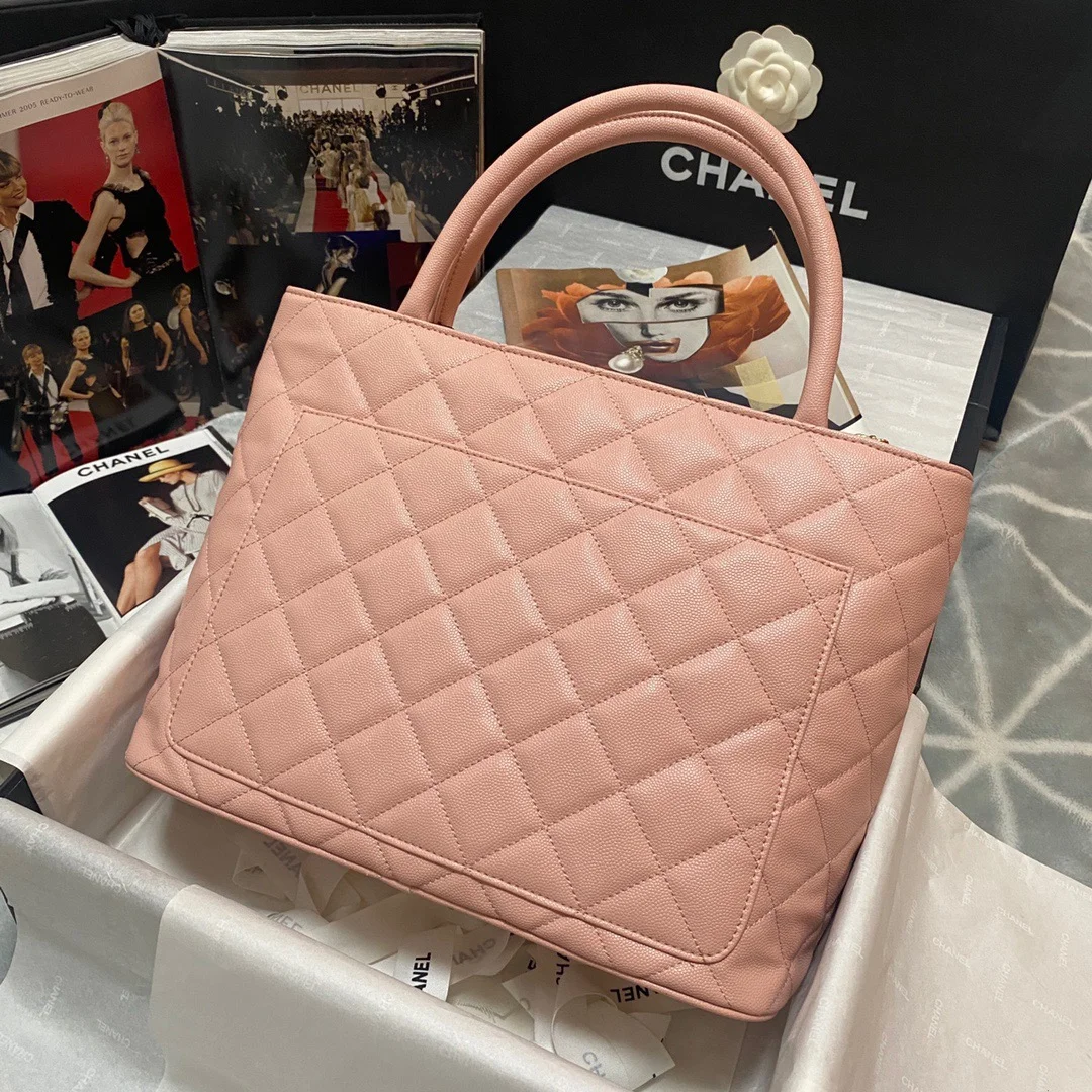 Chanel Medallion Tote Gold Hardware Caviar Pink For Women, Women's Handbags, Shoulder Bags 15.6in/32cm