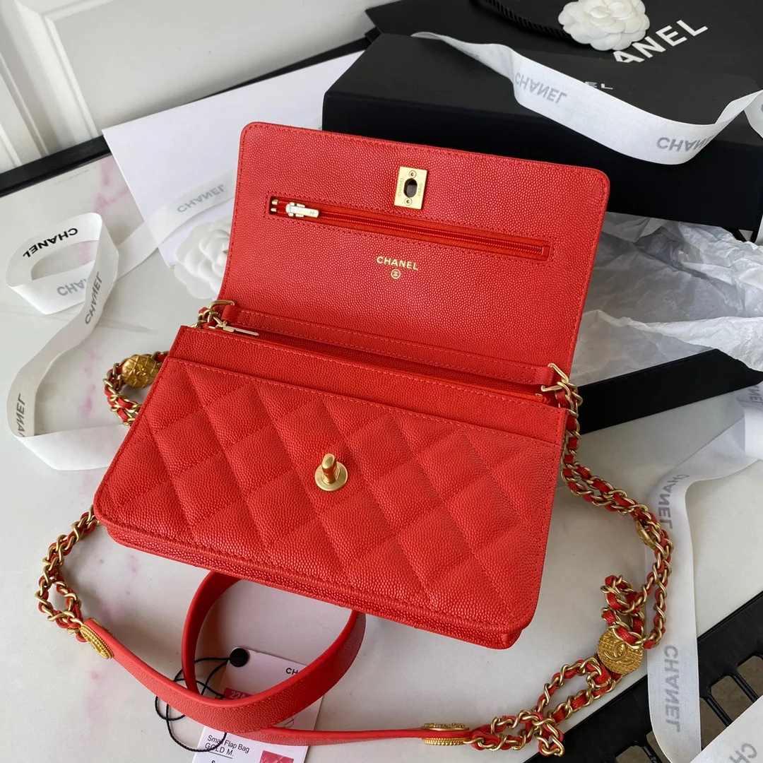 Chanel Small Flap Bag Gold Hardware Red For Women, Women's Handbags, Shoulder Bags 7.5in/19cm AP2840
