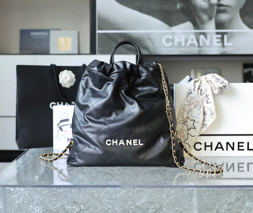 Chanel Large CHANEL 22 Backpack Black For Women, Women's Bags 19.9in/51cm AS3313 B08037 NH627