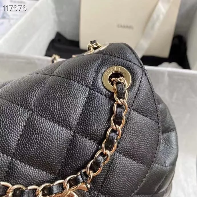 Chanel Duma Backpack Gold Toned Hardware Black For Women, Women's Bags, Shoulder Bags 9.4in/24cm AS1371