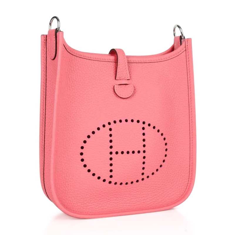 Hermes Evelyne TPM Bag Rose Azalee Crossbody Clemence Palladium NWT
