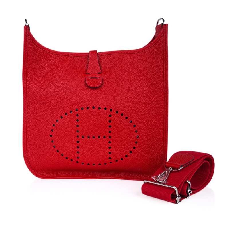 Hermes Evelyne PM Bag Rouge Casaque Clemence Palladium Hardware
