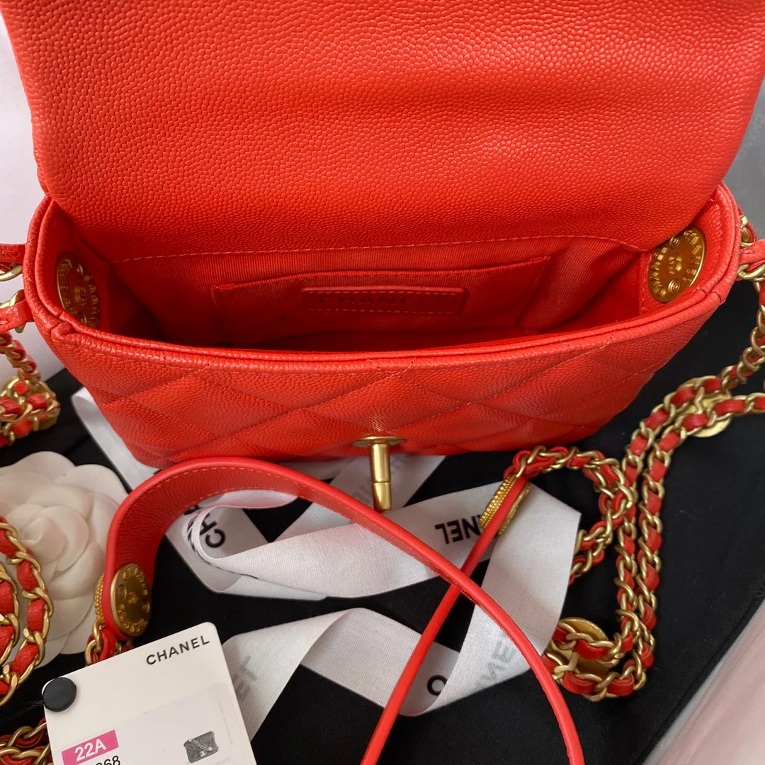 Chanel Mini Flap Bag With Top Handle Gold Hardware Red For Women, Women's Handbags, Shoulder Bags 7.9in/20cm AS2431