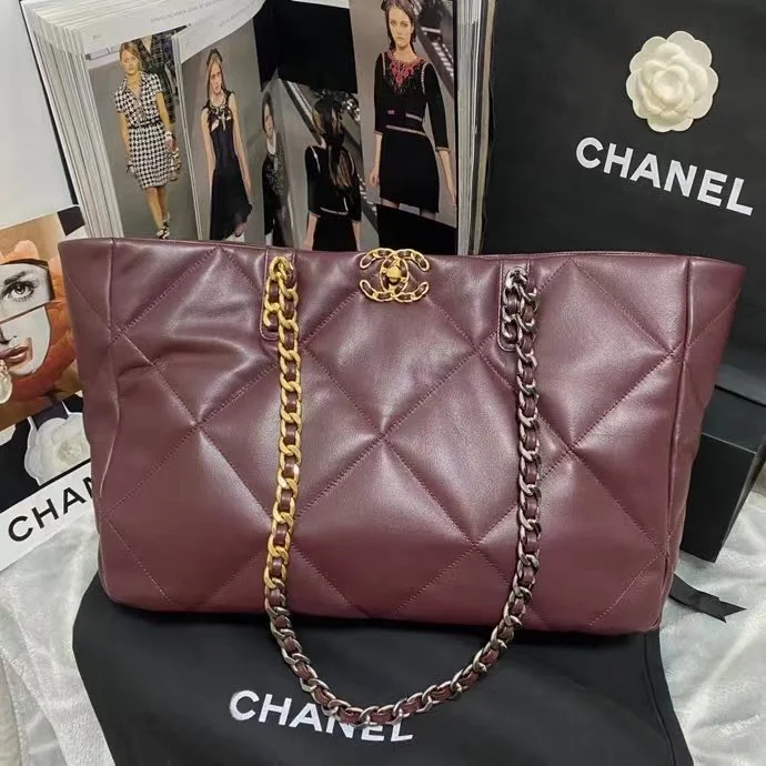 Chanel Shopping Chanel Bag 19 Dark Red For Women, Women's Bags 16in/41cm AS3660 B04852 NK294