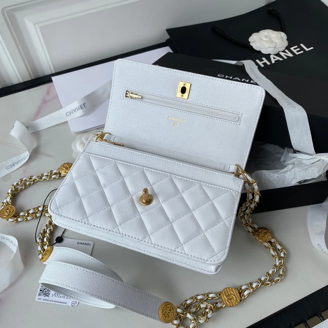 Chanel Small Flap Bag Gold Hardware White For Women, Women's Handbags, Shoulder Bags 7.5in/19cm AP2840