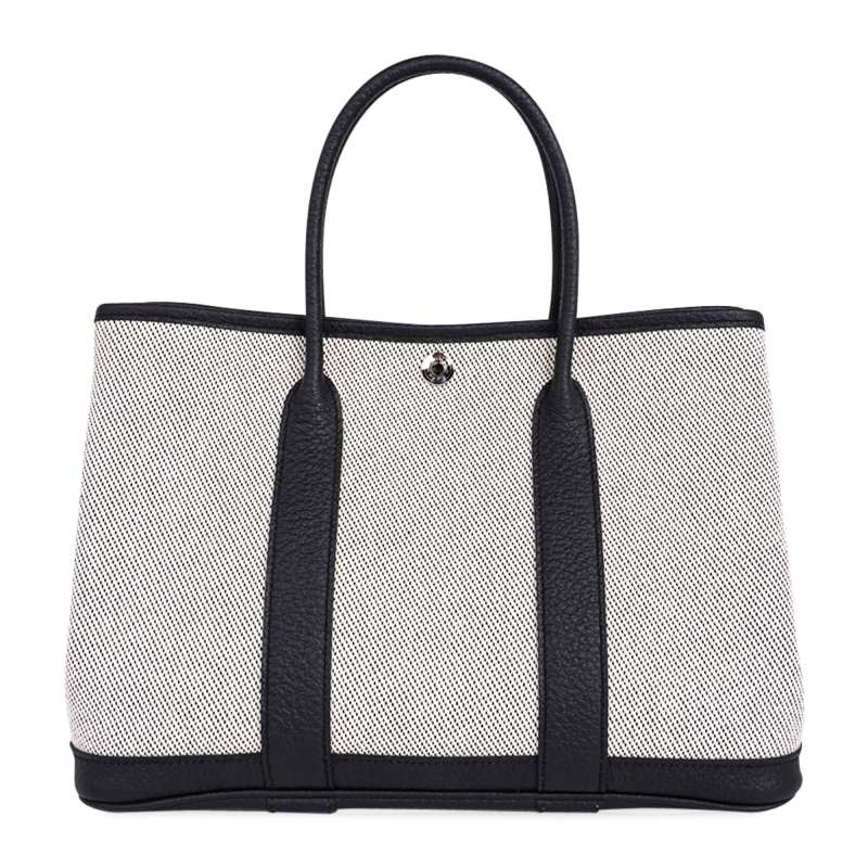 Hermes Bag Garden Party 30 Criss Cross Toile / Black Vache Country Leather
