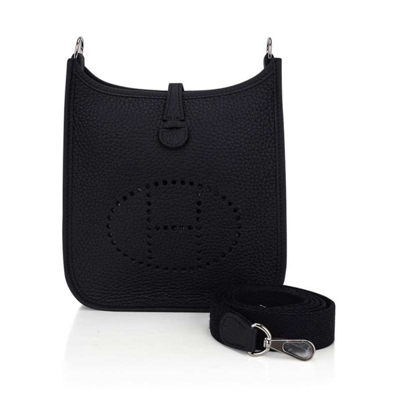 Hermes Mini Evelyne TPM Bag Black Clemence Leather with Palladium Hardware