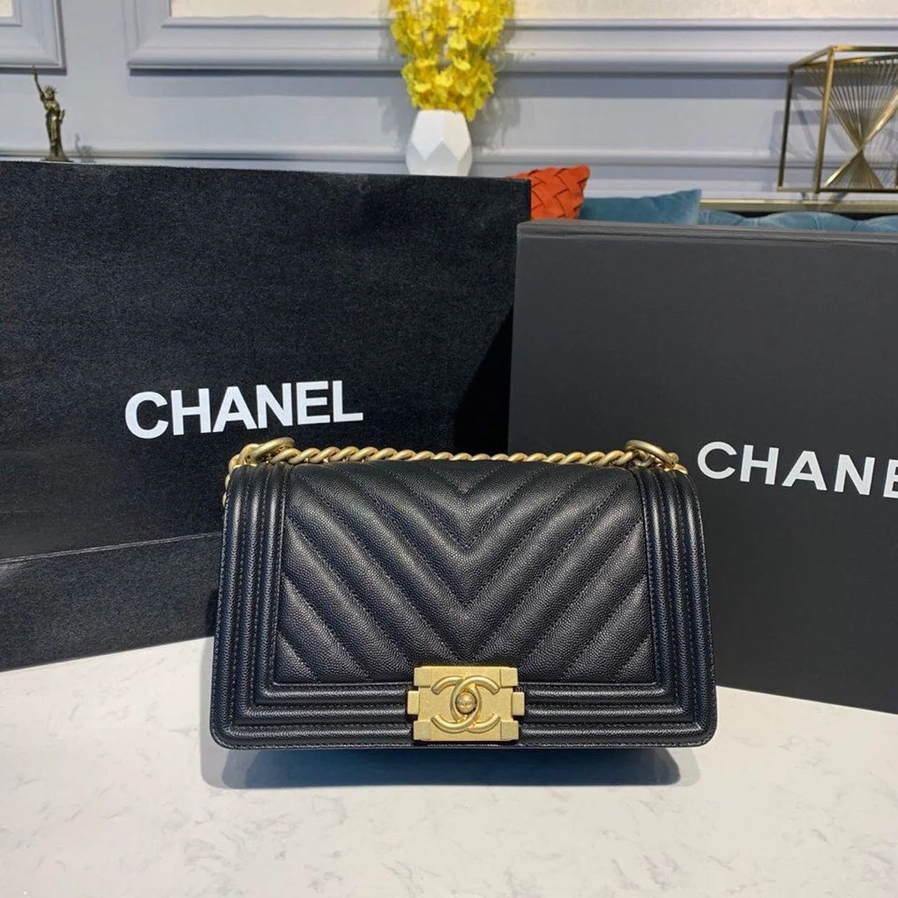 Chanel Boy HandBag Black For Women, Women's Bags, Shoulder And Crossbody Bags 9.8in/25cm A67086