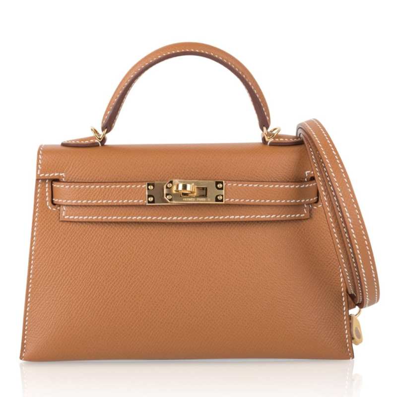 Hermes Mini Kelly 20 Bag Sellier Gold Epsom with Gold Hardware