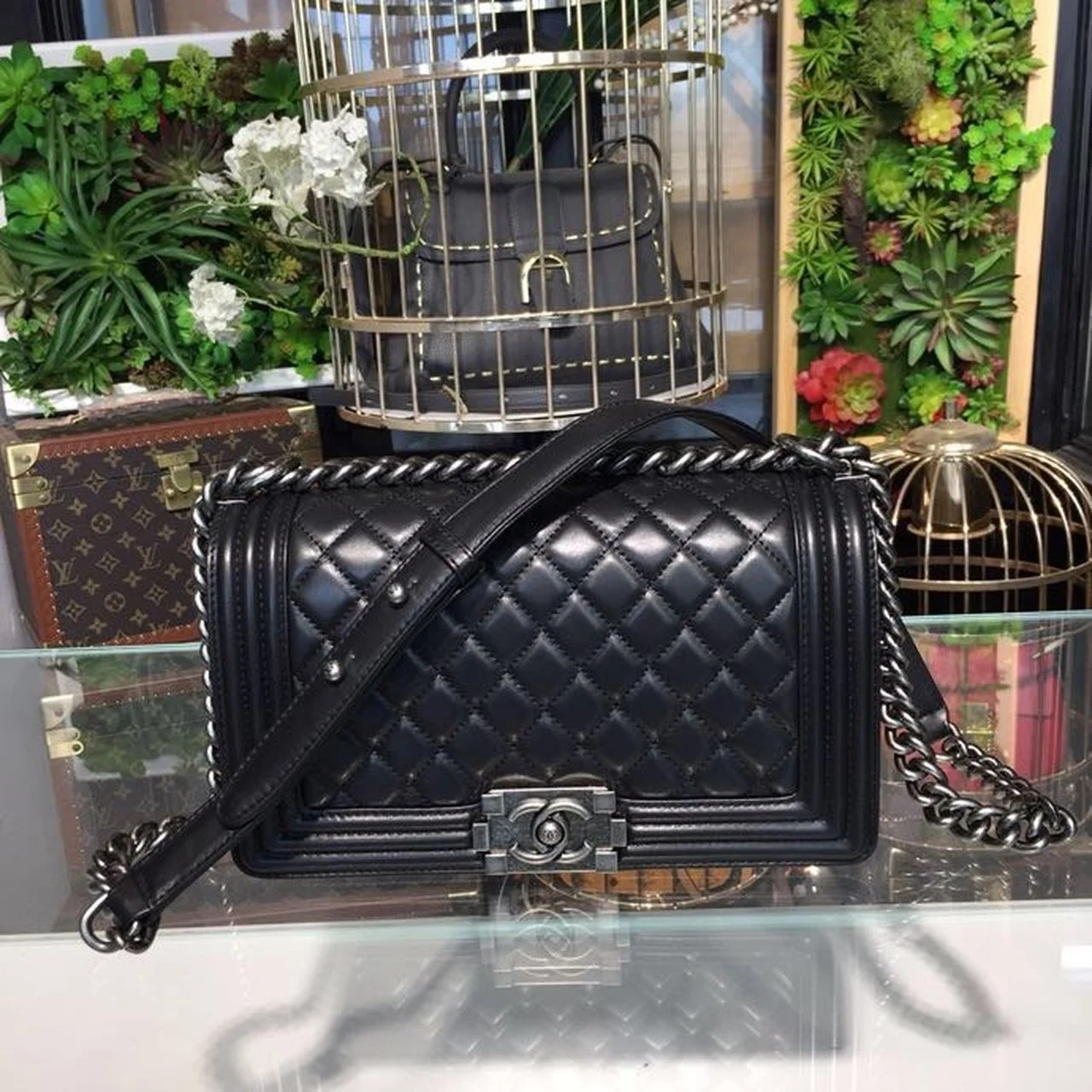 Chanel Boy Handbag Silver Hardware Black For Women, Women's Bags, Shoulder And Crossbody Bags 9.8in/25cm A67086