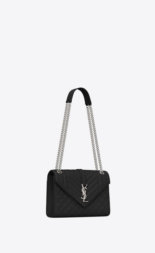 SAINT LAURENT ENVELOPE MEDIUM IN QUILTED GRAIN DE POUDRE EMBOSSED LEATHER