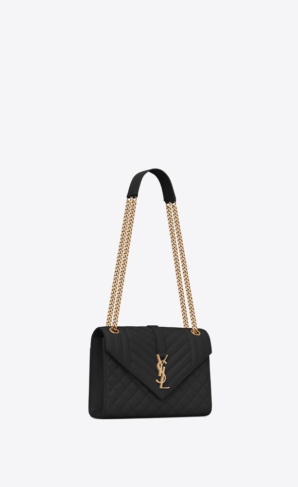 SAINT LAURENT ENVELOPE MEDIUM IN QUILTED GRAIN DE POUDRE EMBOSSED LEATHER