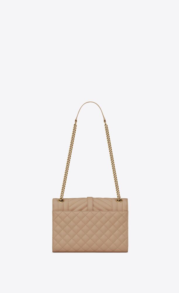 SAINT LAURENT ENVELOPE MEDIUM IN QUILTED GRAIN DE POUDRE EMBOSSED LEATHER