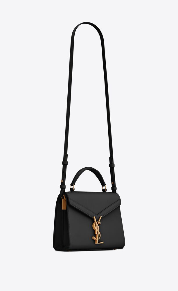 SAINT LAURENT CASSANDRA MINI TOP HANDLE BAG IN GRAIN DE POUDRE EMBOSSED LEATHER