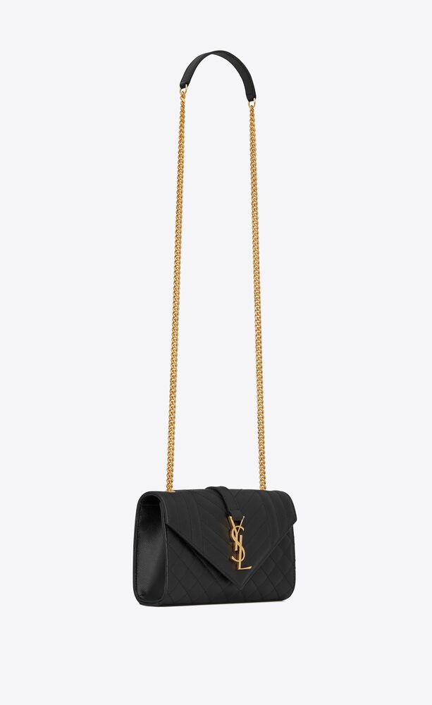 SAINT LAURENT ENVELOPE SMALL IN QUILTED GRAIN DE POUDRE EMBOSSED LEATHER