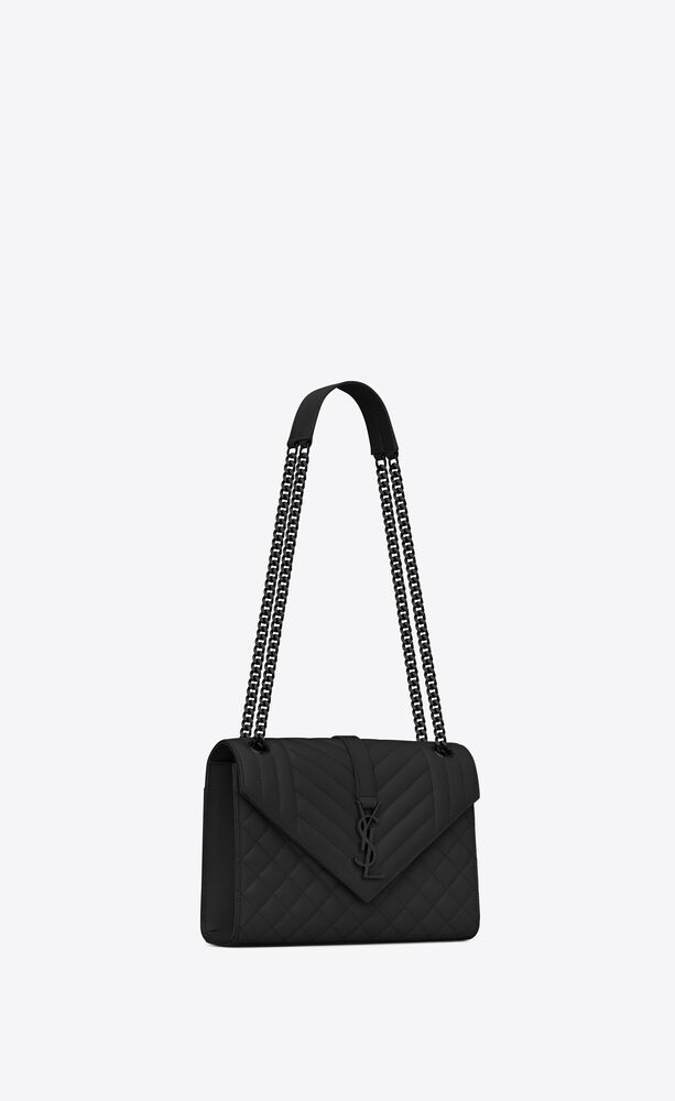 SAINT LAURENT ENVELOPE MEDIUM IN QUILTED GRAIN DE POUDRE EMBOSSED LEATHER