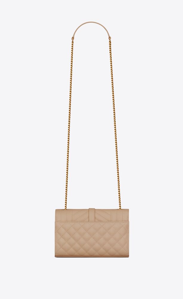 SAINT LAURENT ENVELOPE SMALL IN QUILTED GRAIN DE POUDRE EMBOSSED LEATHER