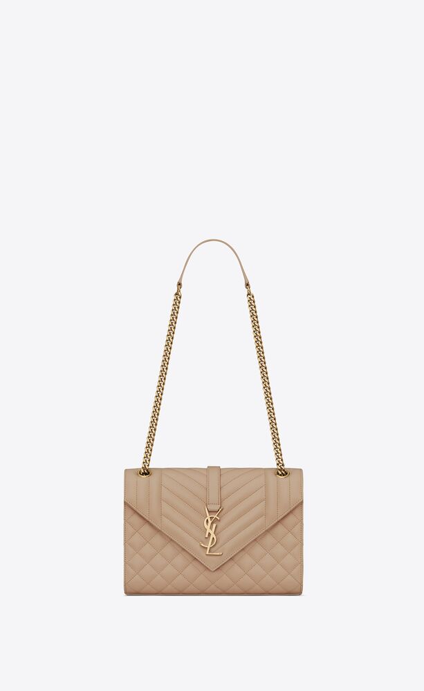 SAINT LAURENT ENVELOPE MEDIUM IN QUILTED GRAIN DE POUDRE EMBOSSED LEATHER