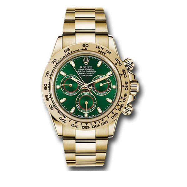 Rolex Cosmograph Daytona 18k Yellow Gold Watch Green Dial Oyster bracelet 116508-0013