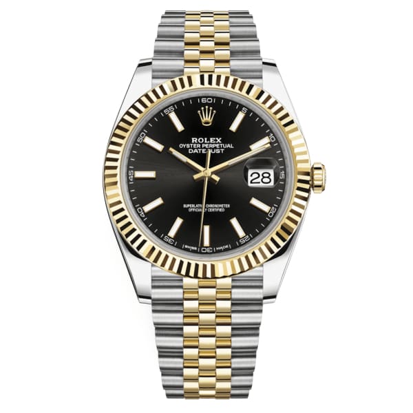 Rolex Oyster Perpetual Datejust 41 Watch Black dial, Two-tone, Fluted bezel 126333-0014